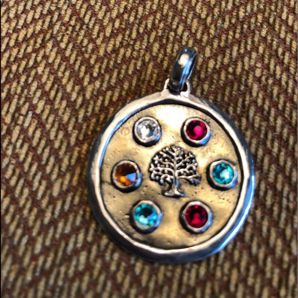 Sterling silver, brass and gemstones charm